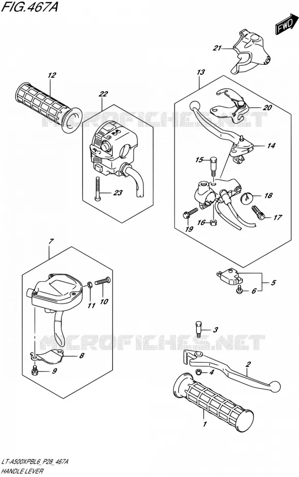 HANDGRIPS - LEVERS Suzuki QUAD 500 KINGQUAD 2016  LT-A500XPB L6 (P28,P33)