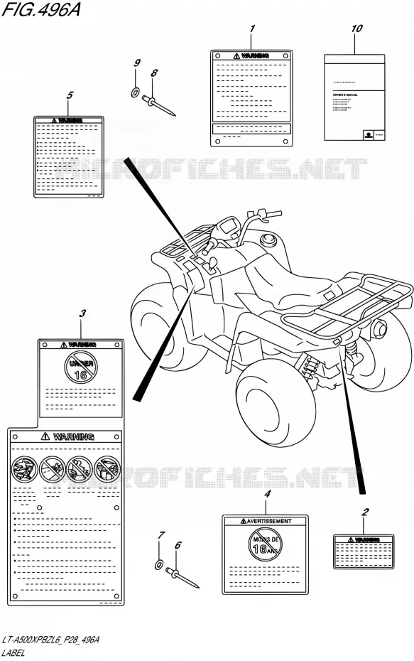 ETIKET Suzuki QUAD 500 KINGQUAD 2016  LT-A500XPBZ L6 (P28,P33)