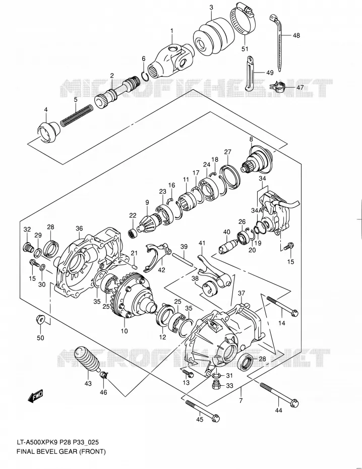 AANDRIJFAS (AVANT) Suzuki QUAD 500 KINGQUAD 2010  LT-A500XP L0/LT-A500XPZ L0 (P28,P33)