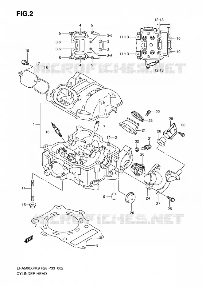 CILINDERKOP Suzuki QUAD 500 KINGQUAD 2010  LT-A500XP L0/LT-A500XPZ L0 (P28,P33)