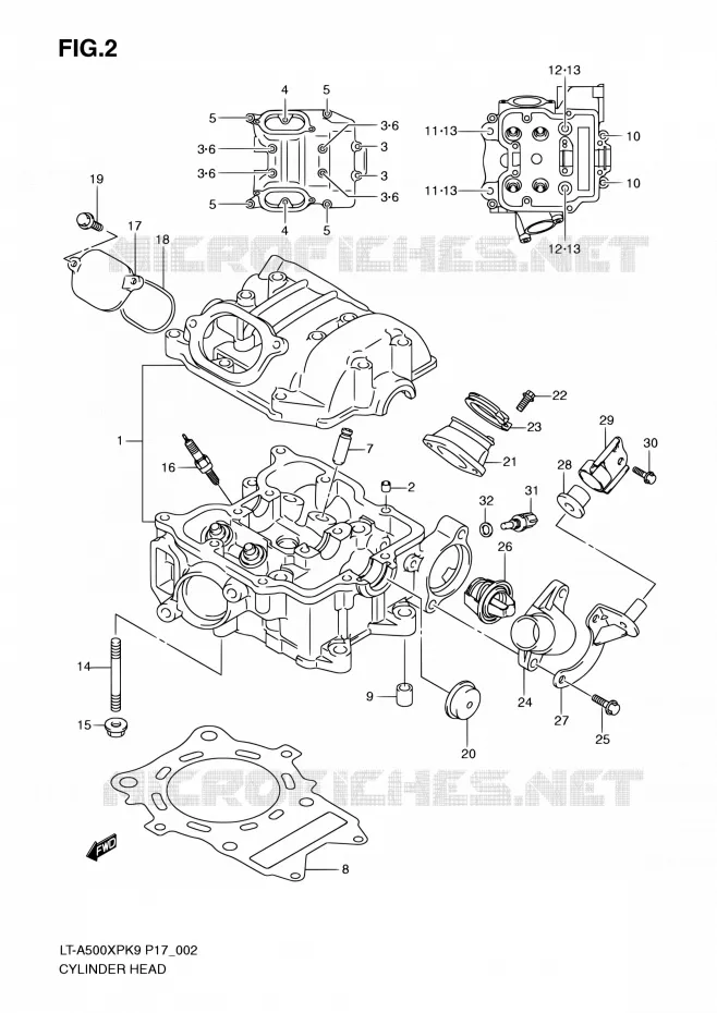CILINDERKOP Suzuki QUAD 500 KINGQUAD 2010  LT-A500XP L0 (P17,P24)