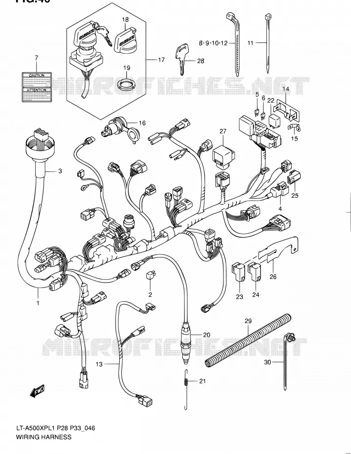 BEDRADING (LT-A500XPL1 P28) Suzuki QUAD 500 KINGQUAD 2011  LT-A500XP L1/LT-A500XPZ L1 (P03,P28,P33)