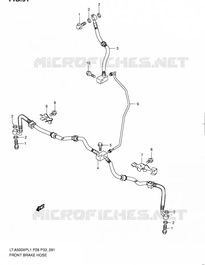 FRONT REMSLANG Suzuki QUAD 500 KINGQUAD 2011  LT-A500XP L1/LT-A500XPZ L1 (P03,P28,P33)