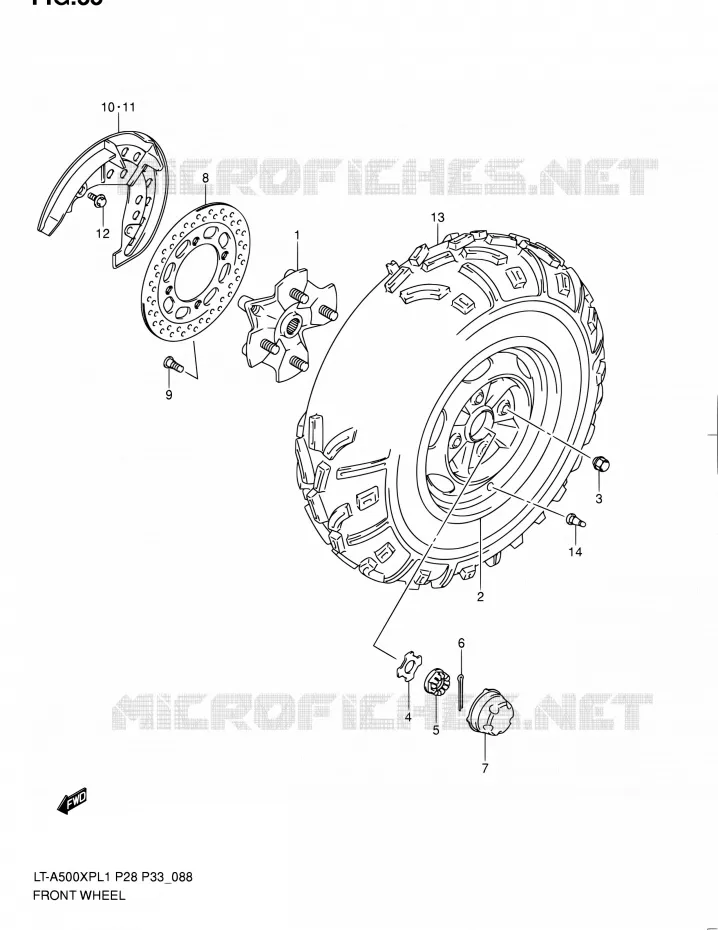 VOORWIEL Suzuki QUAD 500 KINGQUAD 2011  LT-A500XP L1/LT-A500XPZ L1 (P03,P28,P33)