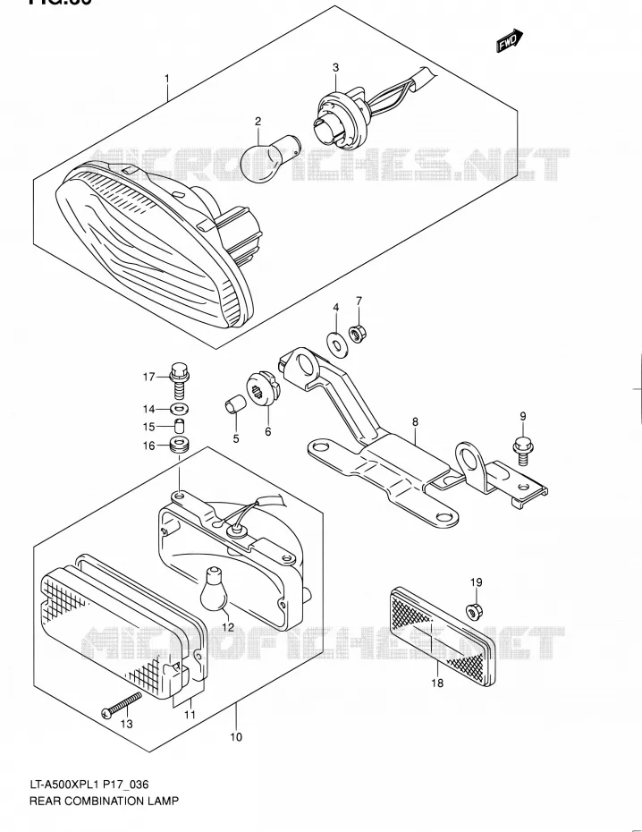 TAIL LIGHT ASSY (LT-A500XPL1 P17) Suzuki QUAD 500 KINGQUAD 2011  LT-A500XP L1 (P17,P24)