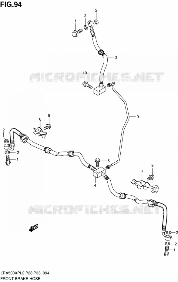 FRONT REMSLANG Suzuki QUAD 500 KINGQUAD 2012  LT-A500XP L2/LT-A500XPZ L2 (P03,P28,P33)