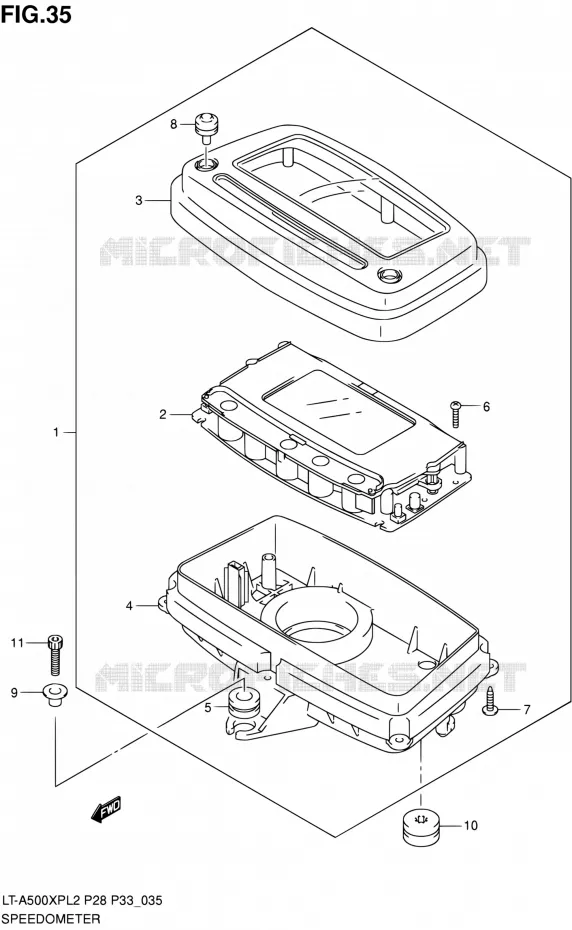 SNELHEIDSMETER (LT-A500XPL2 P33) Suzuki QUAD 500 KINGQUAD 2012  LT-A500XP L2/LT-A500XPZ L2 (P03,P28,P33)