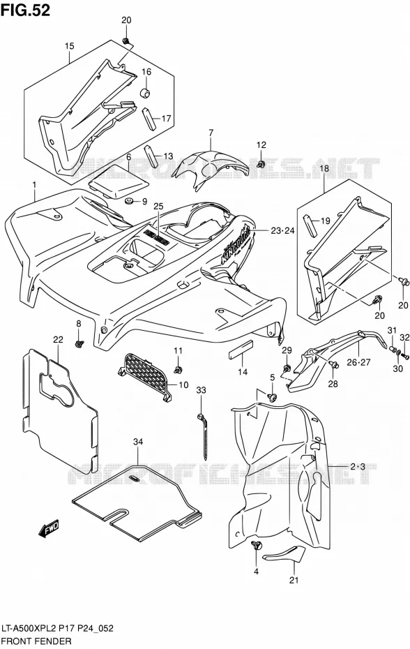 FRONT FENDER (LT-A500XPL2 P24) Suzuki QUAD 500 KINGQUAD 2012  LT-A500XP L2/LT-A500XPZ L2 (P17,P24)