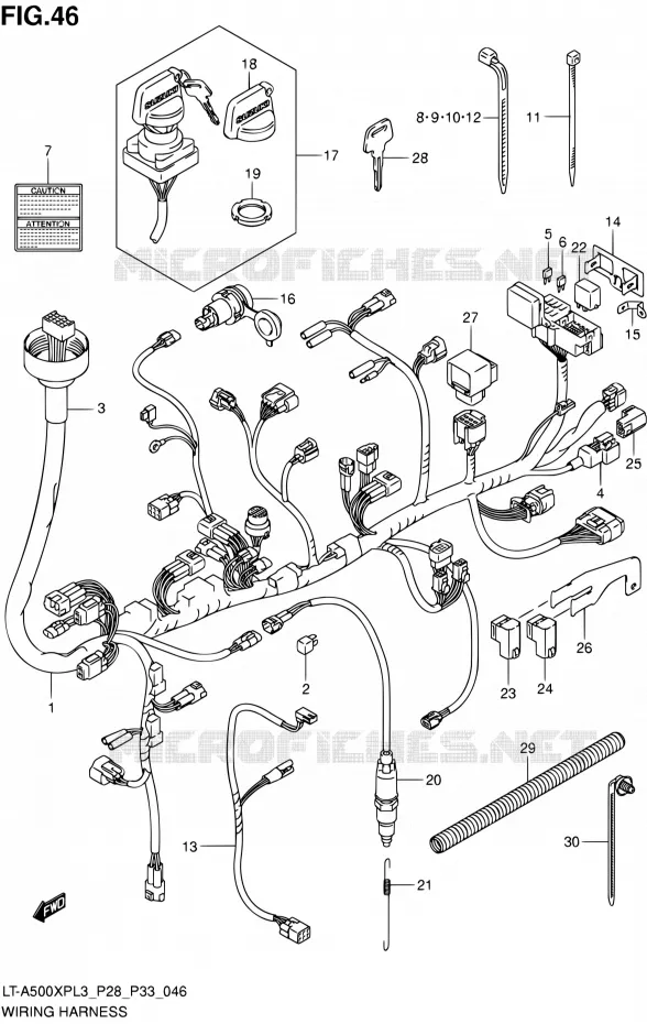 BEDRADING (LT-A500XPL3 P28) Suzuki QUAD 500 KINGQUAD 2013  LT-A500XP L3/LT-A500XPZ L3 (P03,P28,P33)