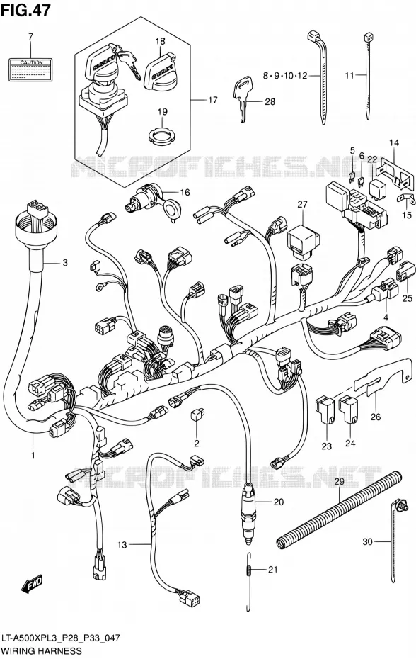 BEDRADING (LT-A500XPL3 P33) Suzuki QUAD 500 KINGQUAD 2013  LT-A500XP L3/LT-A500XPZ L3 (P03,P28,P33)