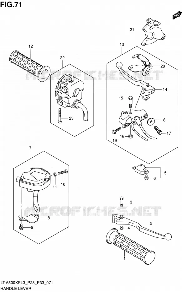 HANDGRIPS - LEVERS Suzuki QUAD 500 KINGQUAD 2013  LT-A500XP L3/LT-A500XPZ L3 (P03,P28,P33)