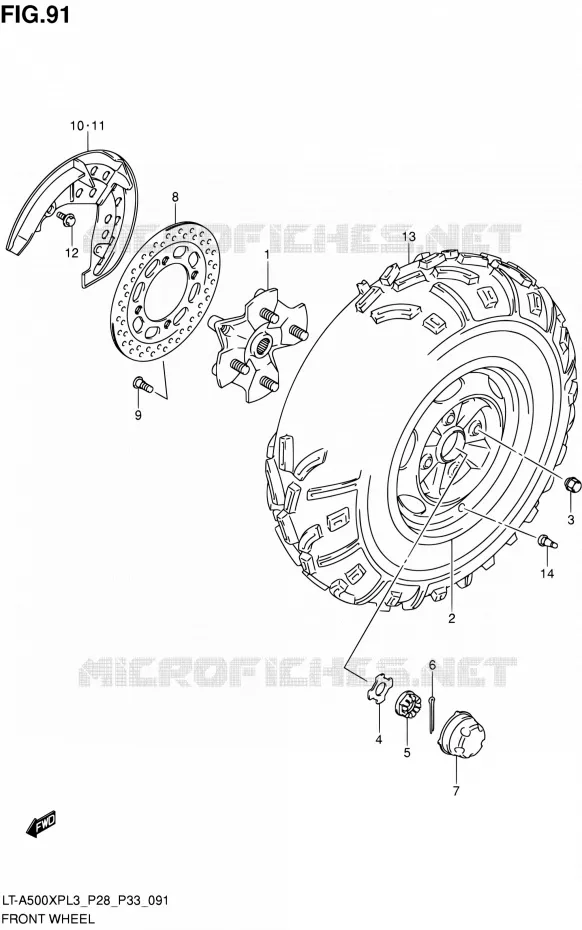 VOORWIEL (LT-A500XPZL3 P33) Suzuki QUAD 500 KINGQUAD 2013  LT-A500XP L3/LT-A500XPZ L3 (P03,P28,P33)