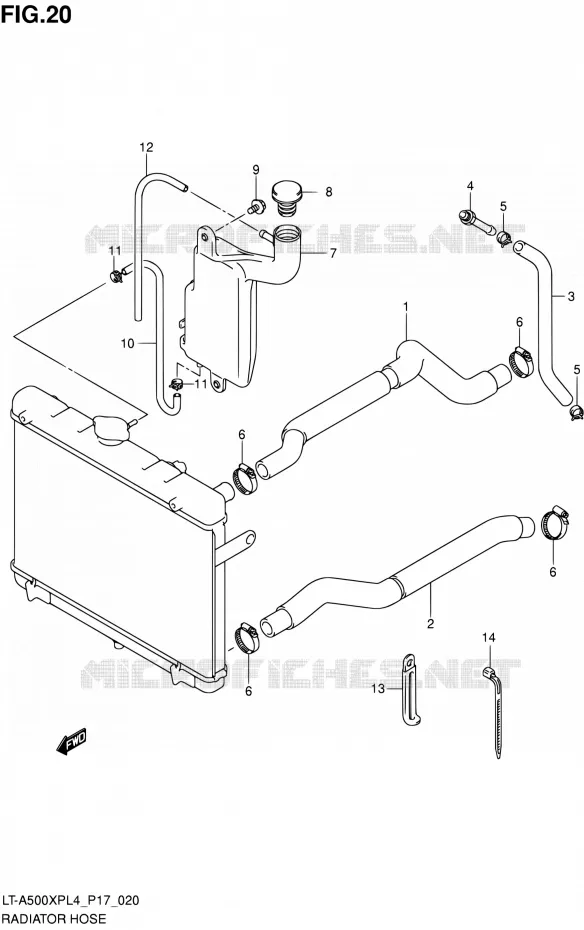 RADIATOR SLANG Suzuki QUAD 500 KINGQUAD 2014  LT-A500XP L4/LT-A500XPZ L4 (P17)