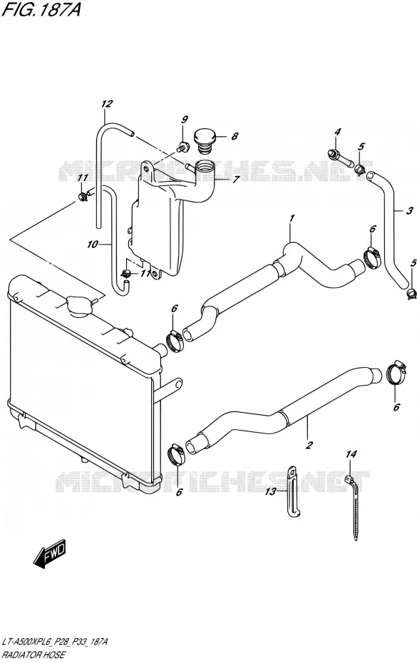 RADIATOR SLANG Suzuki QUAD 500 KINGQUAD 2016  LT-A500XP L6/LT-A500XPZ L6 (P28,P33)