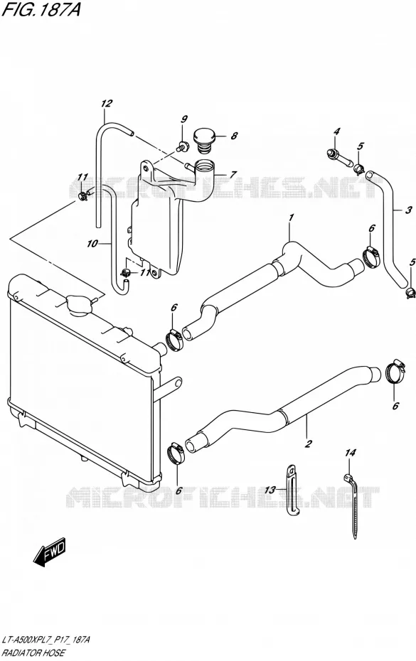 RADIATOR SLANG Suzuki QUAD 500 KINGQUAD 2017  LT-A500XP L7 (P17)
