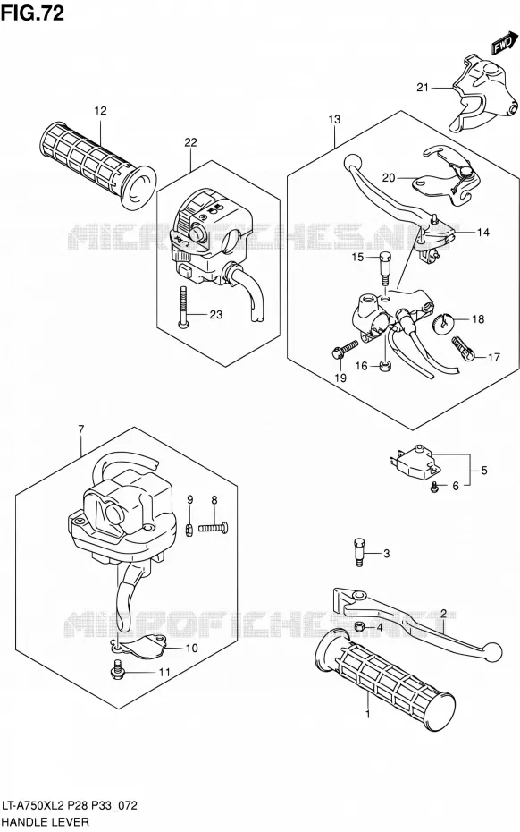 HANDGRIPS - LEVERS Suzuki QUAD 750 KINGQUAD 2012  LT-A750X L2/LT-A750XZ L2 (P03,P28,P33)