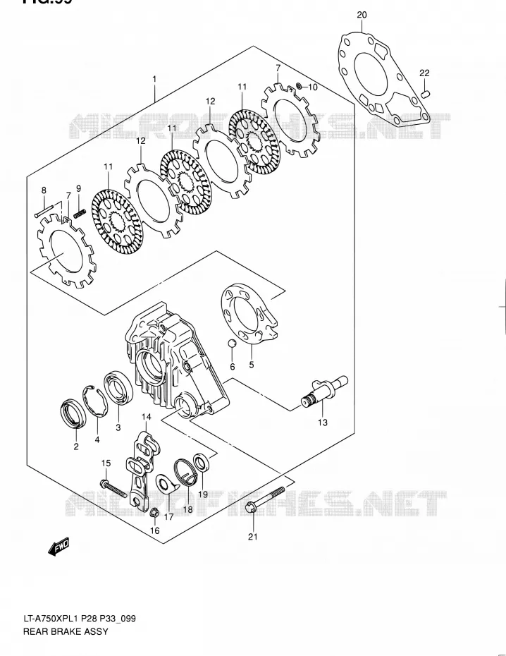 ACHTERREM ASSY Suzuki QUAD 750 KINGQUAD 2011  LT-A750XP L1/LT-A750XPZ L1 (P02,P28,P33)