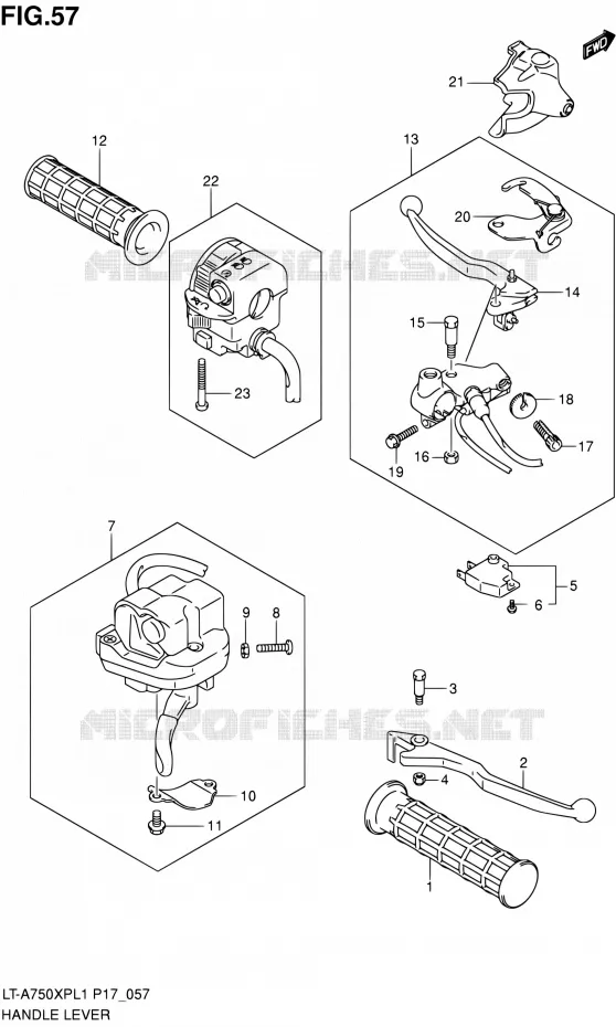 HANDGRIPS - LEVERS Suzuki QUAD 750 KINGQUAD 2011  LT-A750XP L1 (P17,P24)