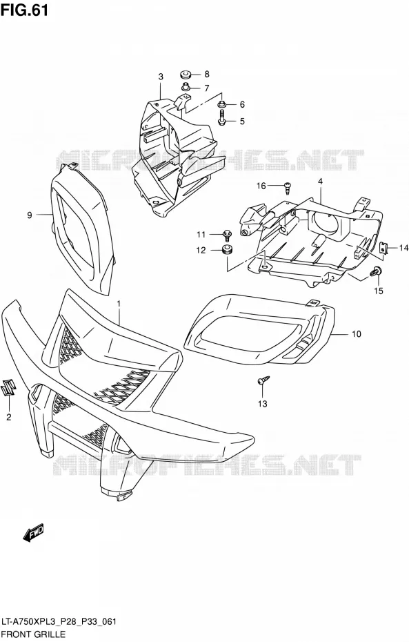 VOORBUMPER - KOPLAMPHUIS (LT-A750XPZL3 P28) Suzuki QUAD 750 KINGQUAD 2013  LT-A750XP L3/LT-A750XPZ L3 (P03,P28,P33)