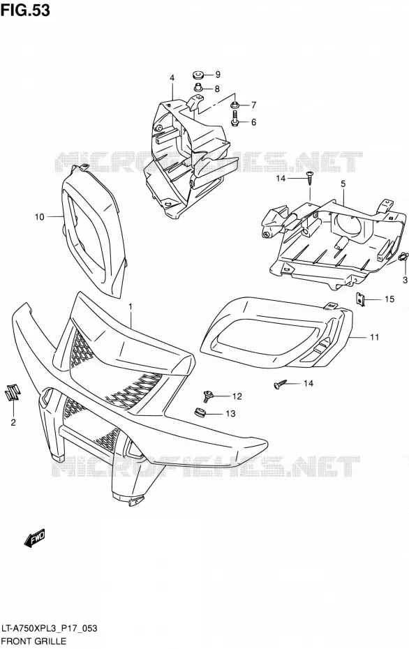 VOORBUMPER - KOPLAMPHUIS Suzuki QUAD 750 KINGQUAD 2013  LT-A750XP L3/LT-A750XPZ L3 (P17,P24)