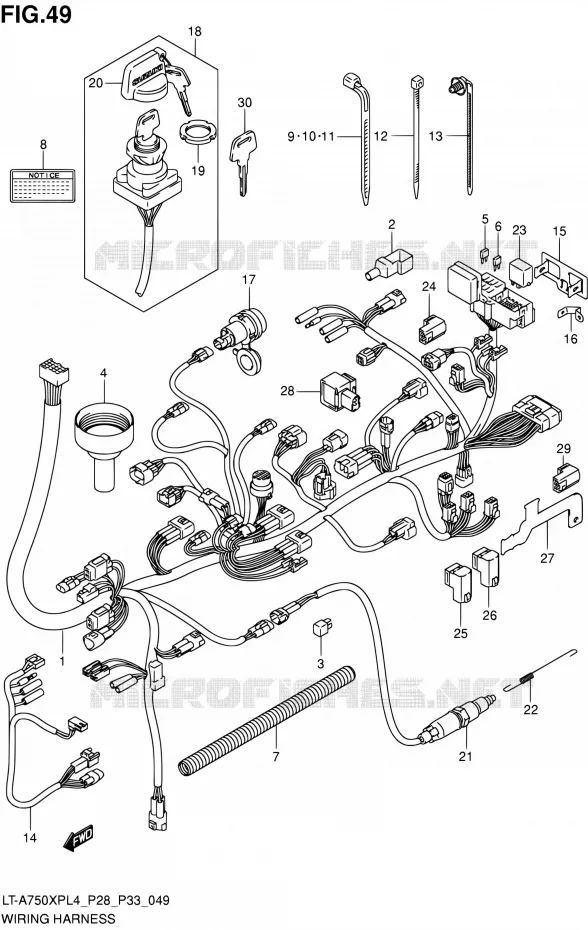 BEDRADING (LT-A750XPL4 P33) Suzuki QUAD 750 KINGQUAD 2014  LT-A750XP L4/LT-A750XPZ L4 (P03,P28,P33)