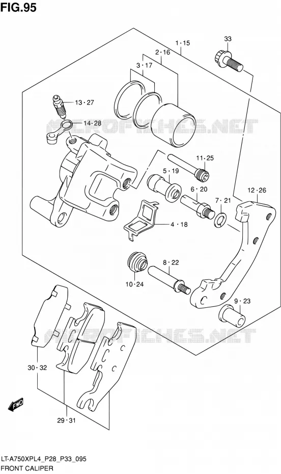 FRONT CALIPER Suzuki QUAD 750 KINGQUAD 2014  LT-A750XP L4/LT-A750XPZ L4 (P03,P28,P33)