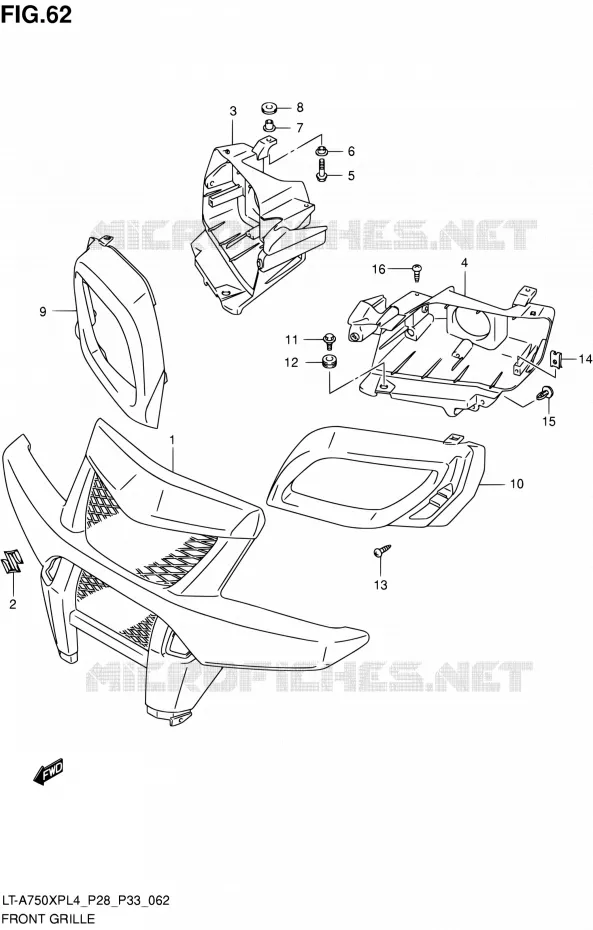 VOORBUMPER - KOPLAMPHUIS (LT-A750XPZL4 P28) Suzuki QUAD 750 KINGQUAD 2014  LT-A750XP L4/LT-A750XPZ L4 (P03,P28,P33)