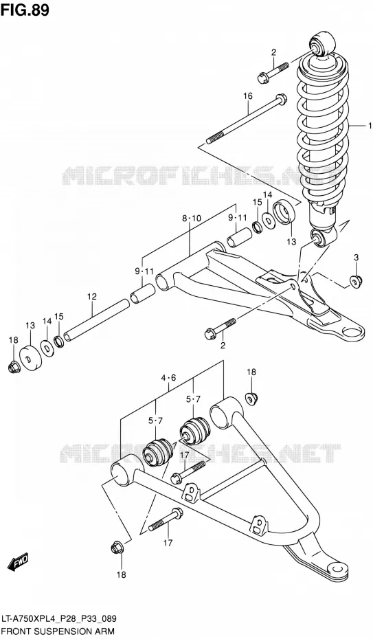 VOORWIELOPHANGING ARM Suzuki QUAD 750 KINGQUAD 2014  LT-A750XP L4/LT-A750XPZ L4 (P03,P28,P33)