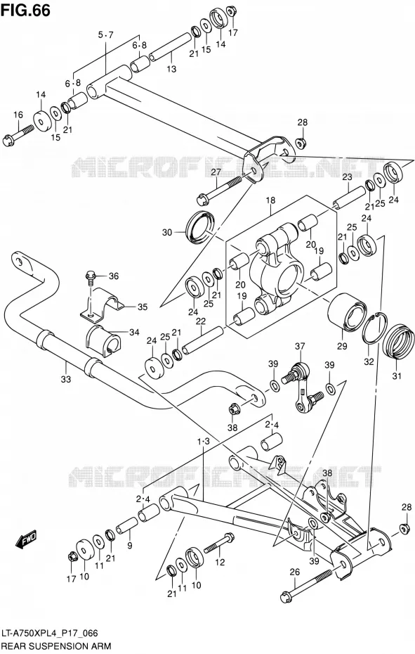 ACHTERWIELOPHANGING ARM Suzuki QUAD 750 KINGQUAD 2014  LT-A750XP L4/LT-A750XPZ L4 (P17)