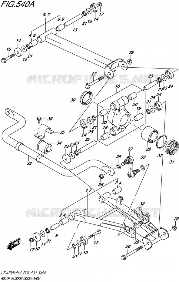 ACHTERWIELOPHANGING ARM Suzuki QUAD 750 KINGQUAD 2016  LT-A750XP L6/LT-A750XPZ L6 (P28,P33)