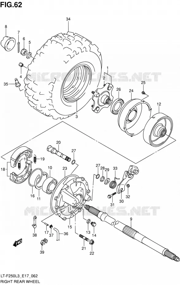 RECHTSE ACHTERWIEL Suzuki QUAD 250 OZARK 2013  LT-F250 L3 (E17,E24)
