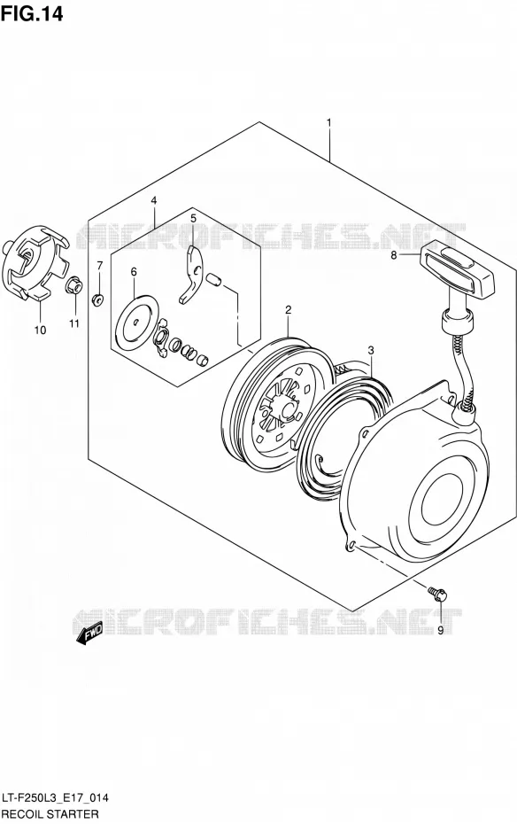 TERUGLOOPSTARTER Suzuki QUAD 250 OZARK 2013  LT-F250 L3 (E17,E24)