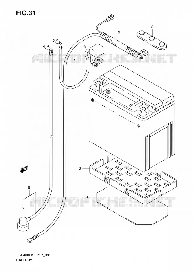 ACCU (LT-F400FK8/FK9) Suzuki QUAD 400 KINGQUAD 2010  LT-F400F L0 (P17,P24)