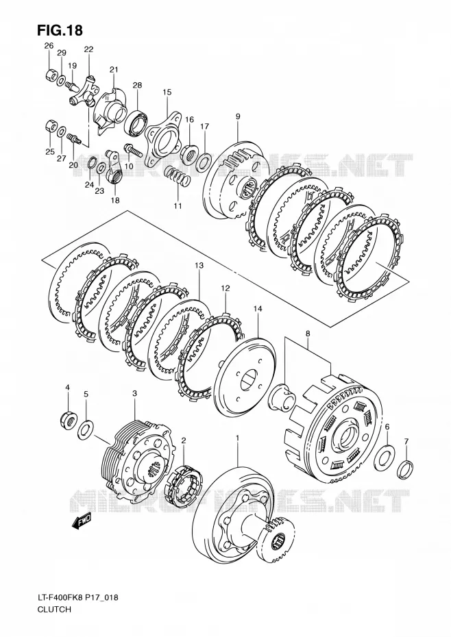 KOPPELING Suzuki QUAD 400 KINGQUAD 2010  LT-F400F L0 (P17,P24)