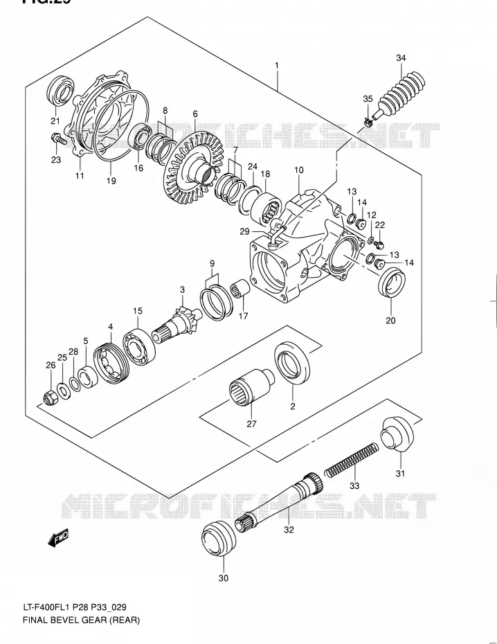 AANDRIJFAS (ARRIERE) Suzuki QUAD 400 KINGQUAD 2011  LT-F400F L1/LT-F400FZ L1 (P03,P28,P33)