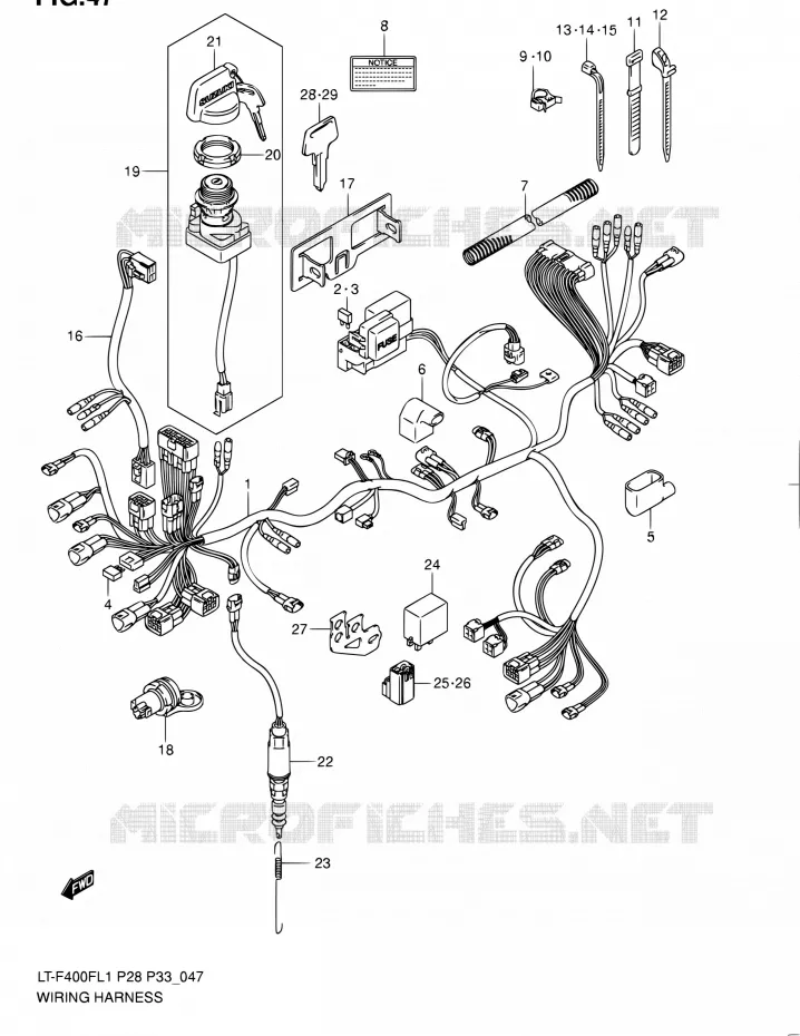 BEDRADING (LT-F400FL1 P33) Suzuki QUAD 400 KINGQUAD 2011  LT-F400F L1/LT-F400FZ L1 (P03,P28,P33)