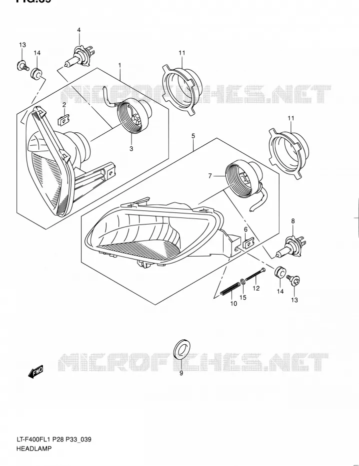 KOPLAMP (LT-F400FL1 P33) Suzuki QUAD 400 KINGQUAD 2011  LT-F400F L1/LT-F400FZ L1 (P03,P28,P33)