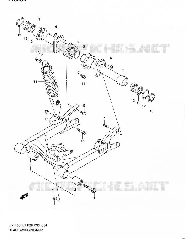 SWINGARM Suzuki QUAD 400 KINGQUAD 2011  LT-F400F L1/LT-F400FZ L1 (P03,P28,P33)