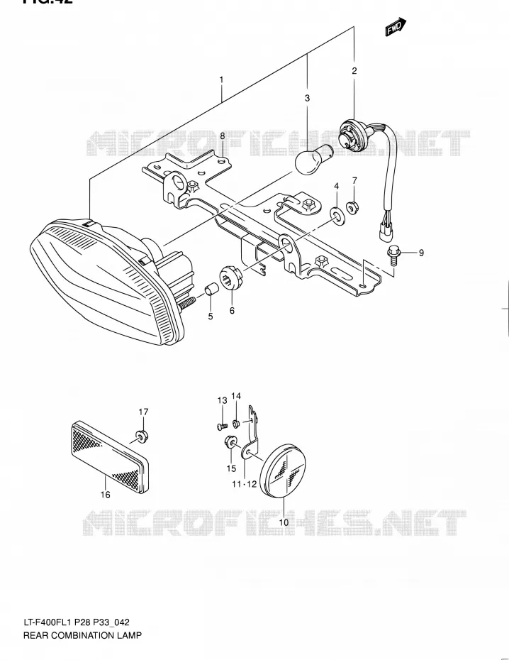 TAIL LIGHT ASSY (LT-F400FL1 P28) Suzuki QUAD 400 KINGQUAD 2011  LT-F400F L1/LT-F400FZ L1 (P03,P28,P33)