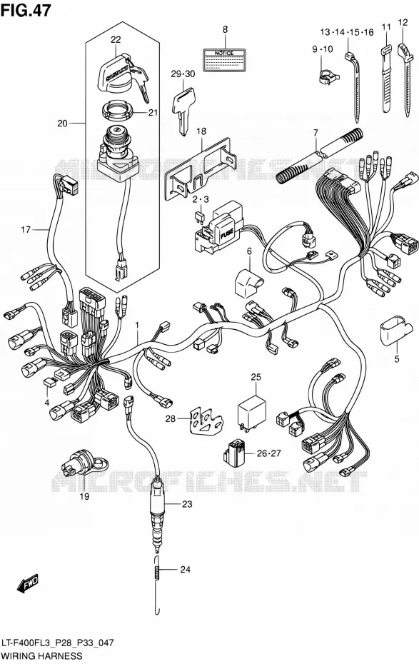 BEDRADING (LT-F400FL3 P33) Suzuki QUAD 400 KINGQUAD 2013  LT-F400F L3/LT-F400FZ L3 (P03,P28,P33)
