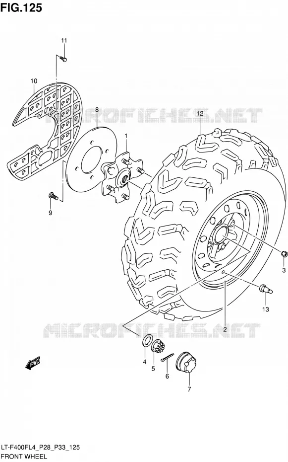 VOORWIEL (LT-F400FZL4 P28) Suzuki QUAD 400 KINGQUAD 2014  LT-F400F L4/LT-F400FZ L4 (P03,P28,P33)