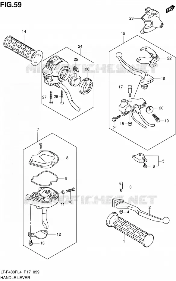 HANDGRIPS - LEVERS Suzuki QUAD 400 KINGQUAD 2014  LT-F400F L4/LT-F400FZ L4 (P17)