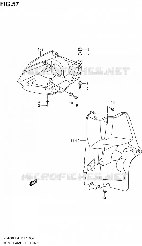 VOORKOPLAMPBEHUIZING Suzuki QUAD 400 KINGQUAD 2014  LT-F400F L4/LT-F400FZ L4 (P17)
