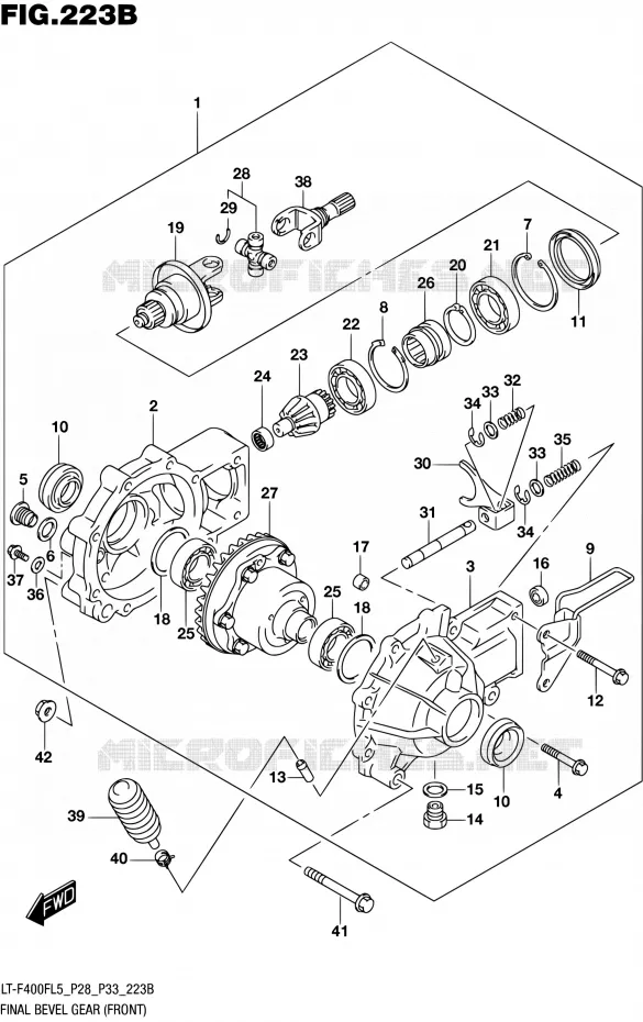 AANDRIJFAS (FRONT) (LT-F400FL5 P33) Suzuki QUAD 400 KINGQUAD 2015  LT-F400F L5/LT-F400FZ L5 (P03,P28,P33)