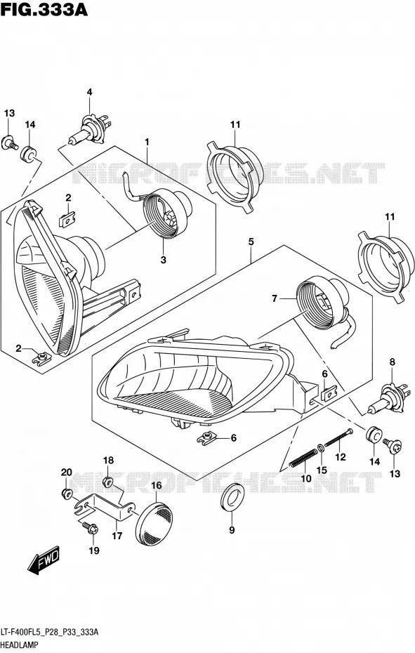 KOPLAMP (LT-F400FL5 P28) Suzuki QUAD 400 KINGQUAD 2015  LT-F400F L5/LT-F400FZ L5 (P03,P28,P33)