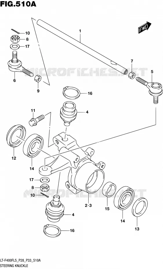 STUURINRICHTINGS - HUB (LT-F400FL5 P28) Suzuki QUAD 400 KINGQUAD 2015  LT-F400F L5/LT-F400FZ L5 (P03,P28,P33)