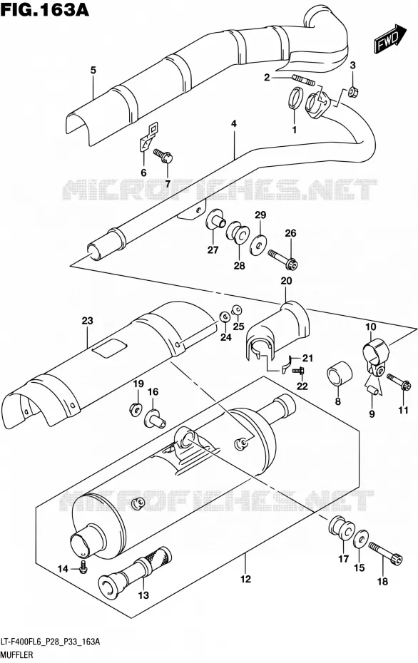 GELUIDDEMPER (LT-F400FL6 P28) Suzuki QUAD 400 KINGQUAD 2016  LT-F400F L6 (P03,P28,P33)