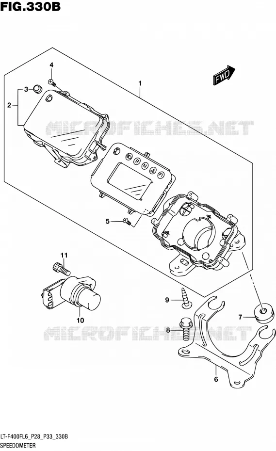 SNELHEIDSMETER (LT-F400FL6 P33) Suzuki QUAD 400 KINGQUAD 2016  LT-F400F L6 (P03,P28,P33)