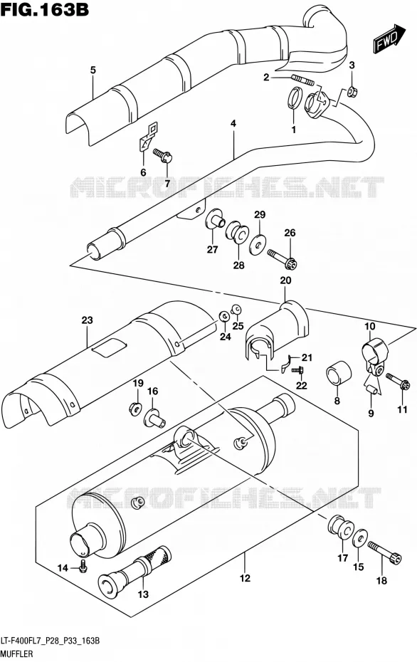 GELUIDDEMPER (LT-F400FL7 P33) Suzuki QUAD 400 KINGQUAD 2017  LT-F400F L7 (P03,P28,P33)