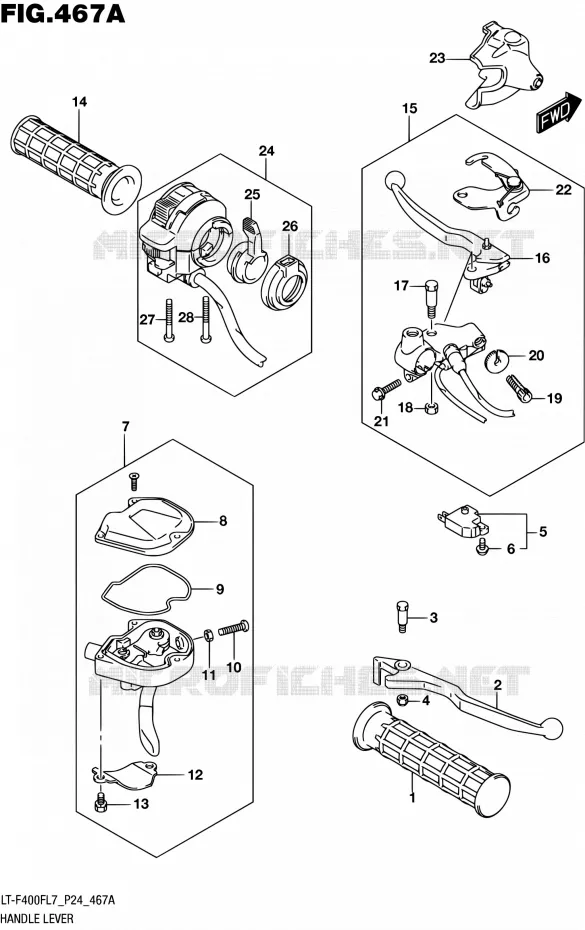 HANDGRIPS - LEVERS Suzuki QUAD 400 KINGQUAD 2017  LT-F400F L7 (P24)
